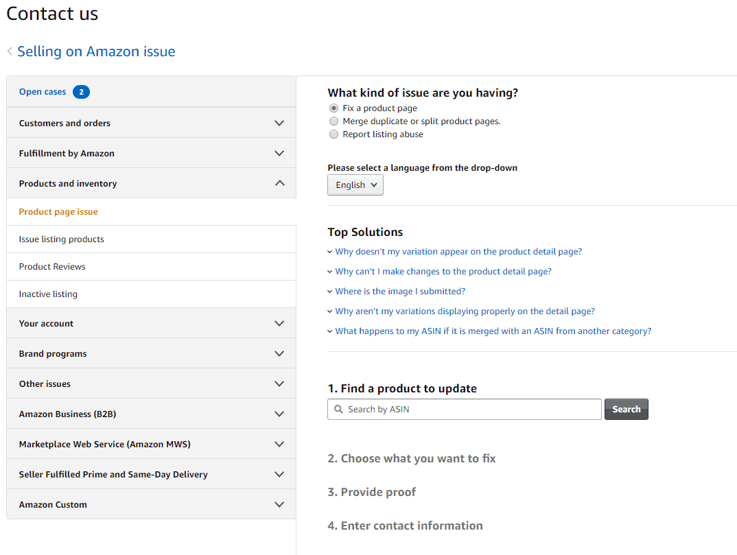 Contact Amazon Seller Support