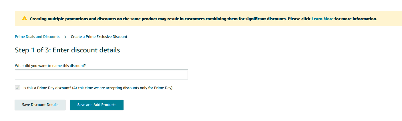 Prime Day Promotions Step 1