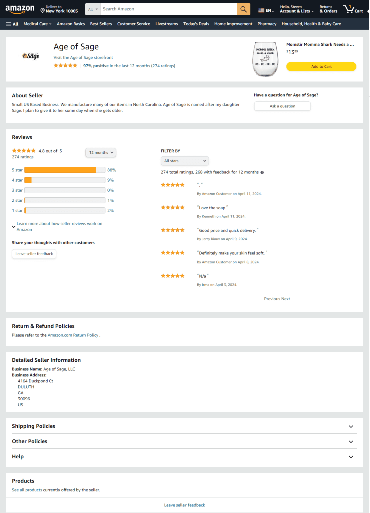 Brand Name vs Seller Name Click on the Seller display name to open a page where you can read more details about the seller