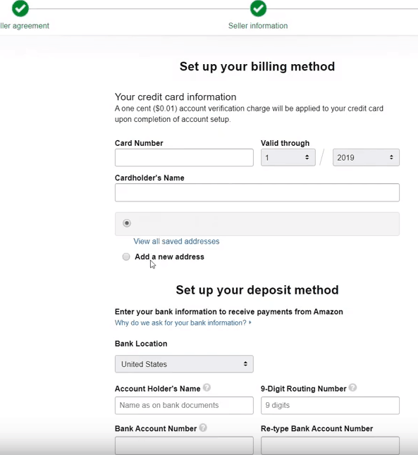 Step 2 on how to open a seller central account