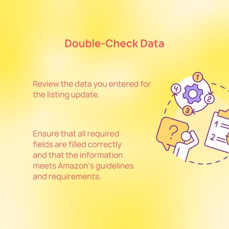 Double check and review the data you entered for listing update in my Amazon seller central management with the help of My Amazon Guy.