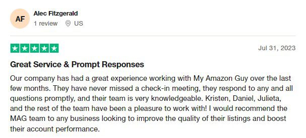 My Amazon FBA Testimonials Trustpilot Alec Fitzgerald