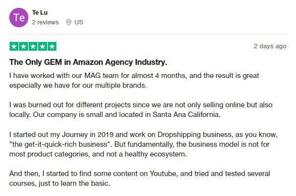 My Amazon FBA Testimonials Trustpilot Te Lu