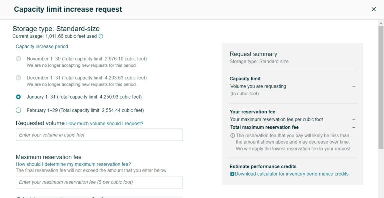 Amazon Capacity Manager Capacity Limit Increase Request