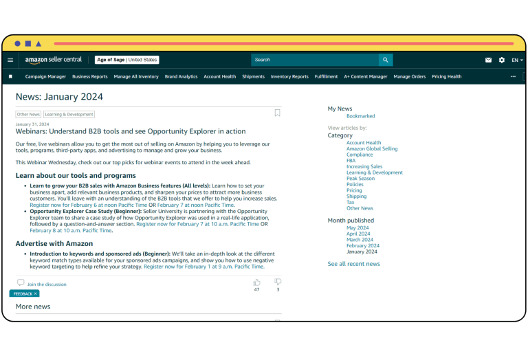 Amazon Seller Central News - January 2024 Updates
