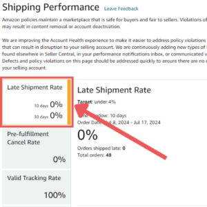 Late Shipment Rate - Amazon Seller Central Account 4