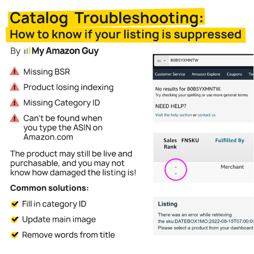 List Products in Seller Central Suppressed Listings